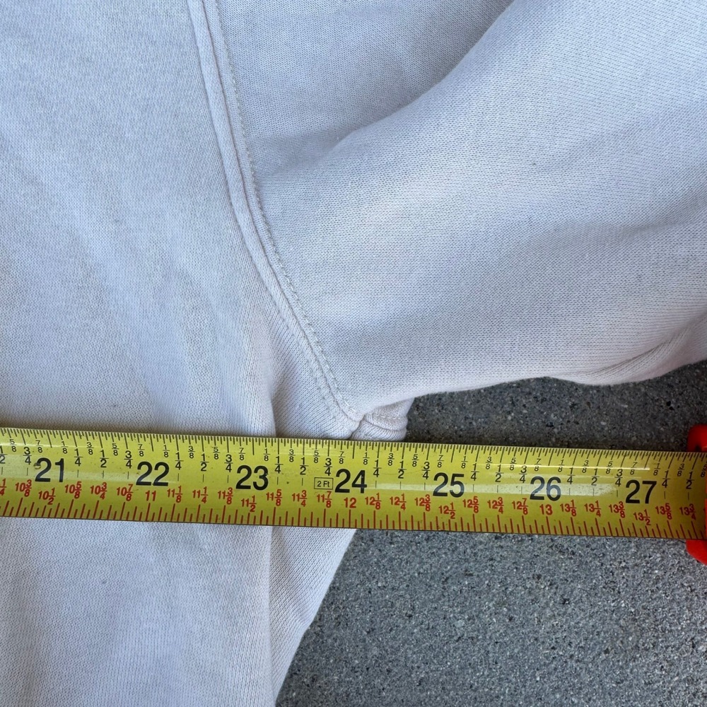 Quiksilver Men XL Full‎ Zip Hoodie Off White Fleece Sweatshirt Logo Patch - Picture 6 of 9